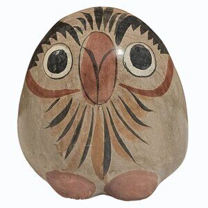 Vtg Mexico Stoneware OWL Bird Figurine Tonala Folk Art Southwestern Decor 4.5"